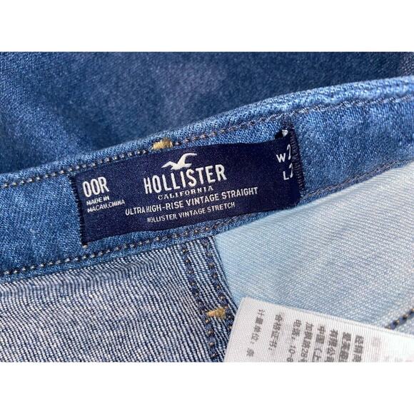 Hollister Vintage 90s Style Straight Patchwork Ultra High Sz 00R / W23 Jeans - Picture 7 of 7